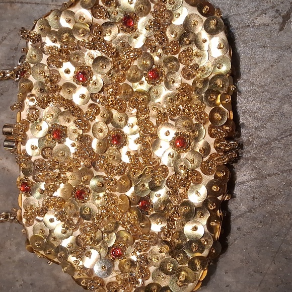Vintage Small Gold Sequined & Beaded Bag - Picture 3 of 4